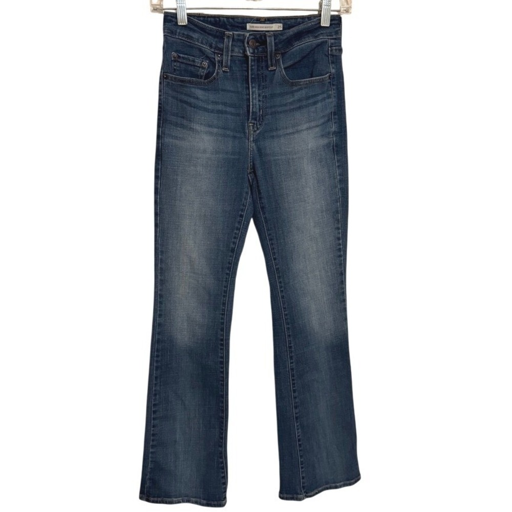Levis 725 Denim Jeans High Rise Bootcut Women's Size 25 blue medium wash stretch